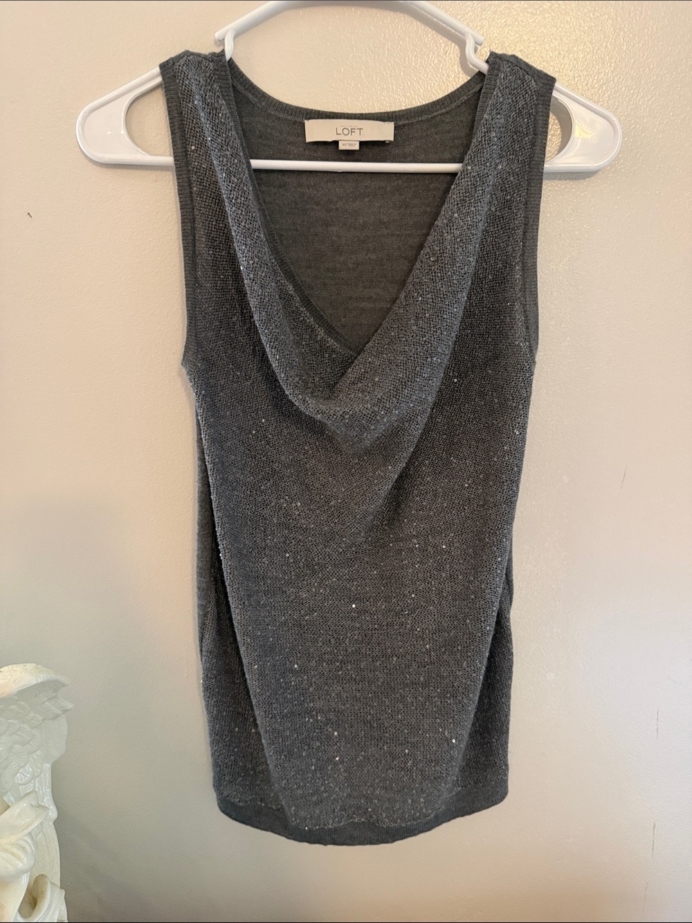 LOFT Dark Gray Sleeveless Cowl Neck Sweater Tank